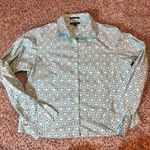Lands' End  No Iron Supima Cotton Geometric Print Button Down Shirt Women 12 Photo 0