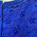 VTG Sassy Doll Bead Silk Dress Padded Shoulder Sequin Y2k Floral Cocktail Party Blue Photo 7