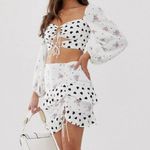 For Love & Lemons  Lucia Smocked Tie Long Sleeve Crop Top NWT Size XL Photo 5