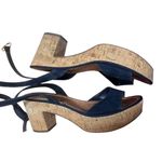 Diane Von Furstenberg DVF Odelia Blue Suede Cork Open Toe Platform Sandals - 9 Photo 1