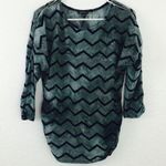 Sami & Jo  Gray Velvet Chevron Zipper Detail Blouse Photo 0