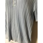 Adrianna Papell  Knit Polo Shirt Size L Light Blue Short Sleeve Button Neck Photo 2