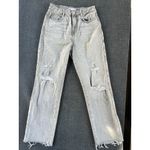 ZARA Womens Size 4 Distressed Straight Leg Jeans Grey Denim RN#77302 100% Cotton Photo 1