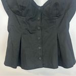 ZARA NWT Black Pleated Button Front Sleeveless Peplum Corset Cropped Top/Tank M Photo 6