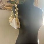 New! Bridal Metal Embellished Fancy Clutch Color Silver with Shimmer Gold Brooch Photo 2