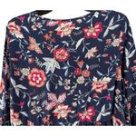 Old Navy Dress Womens Medium Blue Floral Rayon Boho Long Sleeve Mini Keyhole NEW Photo 5