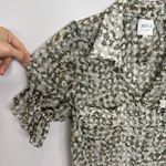 MISA Los Angeles  Blouse Size Small‎ Green Floral Sheer Ruffle Sleeve Button Top Photo 3