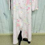 Miss Elaine House Coat Robe Womens Medium Pink Floral Quilted Full Zip Pockets Photo 2