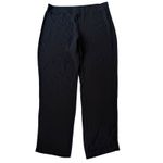 Eileen Fisher Silk Georgette Crepe Full Length Straight Pants Zipper Black Large Photo 3