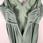 Azazie Eucalyptus A-Line V-Neck Pleated Front Split Chiffon Dress Size A0 Photo 8