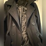 JOUJOU Double Breasted Long Sleeve Winter Pea Coat Jacket Size XL Black Photo 6