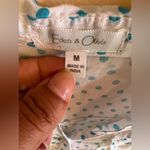 Eden & Olivia Eden Olivia Womens Flannel Shirt Size M White Polka Dots 3/4 Sleeve Button Up Photo 14