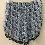 Orange Creek Black & White Print Shorts Pom Poms Small Photo 3