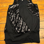Xhilaration Black Tank Top Sequins Embellished Gathered Waist Women's Size L Photo 0