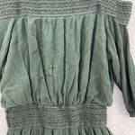 Purple Snow  Women's Romper Off shoulder Size Medium Emerald Green Shorts Crinkle Photo 14