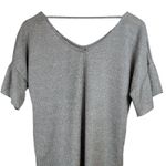 Maurice's  Women's Silver Gray Marled Ribbed V Neck Short‎ Sleeve Tunic Top Size M Photo 4