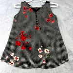 EXPRESS Women's Portofino Shirt Small Sleeveless Floral Black 3/4 Button Sheer Photo 1