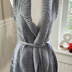 Delias Grey Knit Shawl Collar Sleeveless Sweater Vest Cardigan Belted Size L Gray Size L Photo 0