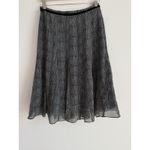 Jones New York Vtg Y2K Size 6P 100% Silk Chiffon Velvet Flounce Skirt Black Gray Photo 7
