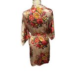 Satin Tie Belted Robe Apricot Pink Floral Bouquet Kimono Womens Medium Photo 6