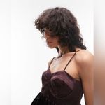 Topshop NWT  Corset Bust Satin Midi Dress In Chocolate-brown Size 10 Photo 1