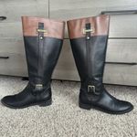 Karen Scott  Women's Edenn Buckled Riding Boots, Black Cognac Size 5.5 Gold Photo 3
