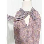 Ramy Brook Lula Paisley Print Sleeveless Keyhole Tie Back Top Blouse Pink Large Photo 1