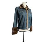 Gap  Jean 1969 Denim Jacket With Mink Fur Trim Size 10 Photo 3