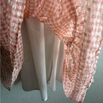 En Saison Caldera Shirred Gingham Vneck Barbie Peach Mini Dress S Orange Photo 8