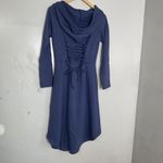 The Pyramid Collection Lace Up Hooded Dress Sz S witchy fairy grunge Whimsygoth Blue Photo 3