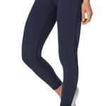 Lululemon EUC  Women 2‎ Train Times 7/8 Pant Midnight Navy Blue Solid Color Mesh Photo 0
