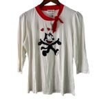 Unique Vintage  Felix The Cat Hearts Graphic Top‎ Red Neck Tie Womens L Photo 1