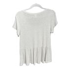 CAbi  Hangout Ruffle Hem Tee | Heathered Oat Cream | Small Photo 2