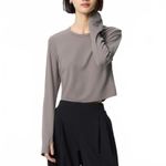 Uniqlo AIRism Soft Cropped T-Shirt Brown NWT Medium Photo 1