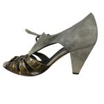 Vaneli Women's Gray Suede Peep Toe Lace Photo 4