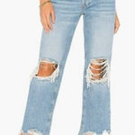 Free People We The Free Maggie Light Stone Straight Distressed Frayed Jeans Photo 0
