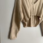 Forever 21 MOVING SALE  Cream Knit V-Neck Cropped Sweater Photo 4