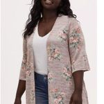 Torrid Floral Kimono Duster Open Cardigan Size M/L 00 Hi Low Coverup Boho Hippie Photo 2
