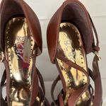 BCBG leather‎ heeled sandals. Size 9.5. 4” heels. Silver Photo 2
