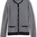Lands' End  Black & White Houndstooth Supima Cotton Cardigan (XL Petite w/pockets Photo 0