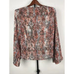 Sigal A. Multicolor Snake Print Sheer Crossover Long‎ Sleeve 100% Silk Blouse XS Gray Photo 6