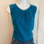 Soft Surroundings  Sapphire Blue Pleated Zip Up Lace Collar Blouse NWT Sz Small Photo 1