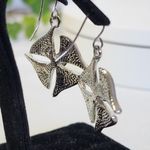 Silver Green Enamel Clover Drop Earrings New Photo 2