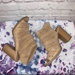 Report Tan Open Toe Laser Cut High Heel Shoes Size 7.5 Photo 4