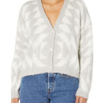 Obey  grey & white v-neck triangle patterned cardigan sweater Small academia #749 Photo 0