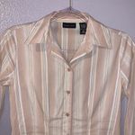 New York & Company beige gold striped XS button Down shirt Photo 1