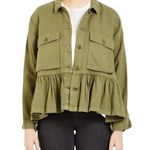 The Great . Flutter Peplum Military Cropped Jacket Green Size 1 small Photo 0