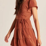 Abercrombie & Fitch Abercrombie Fitch Tiered Wrap Dress Short Flutter Sleeve Orange NWT Size L Photo 0