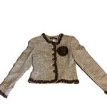 Anne Klein BROWN & BEIGE TWEED W/CHIFFON TRIM WOOL BLEND BLAZER (4) Photo 10