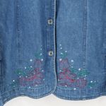 Floral Embroidered Rhinestone Denim Jacket Womens Cottage Western Plus Size 3X Blue Photo 1